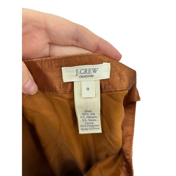 J. Crew Collection Pants Womens 0 Silk Metallic Ankle Cropped Copper Brocade - Picture 3 of 3